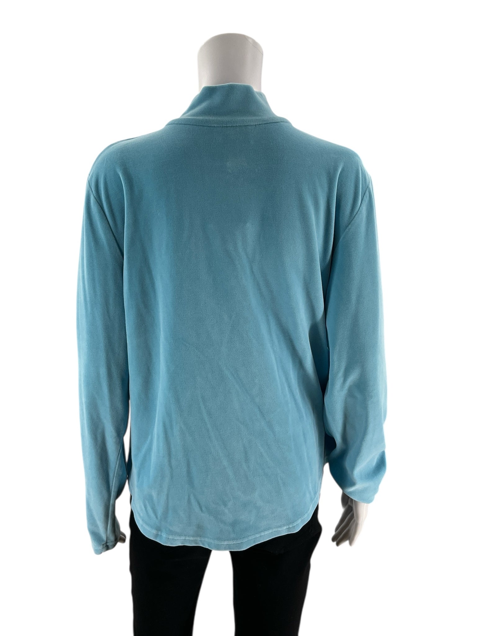 Talbots - Aqua Velour Solid Pre-Owned Ladies Casual Top - Size XL