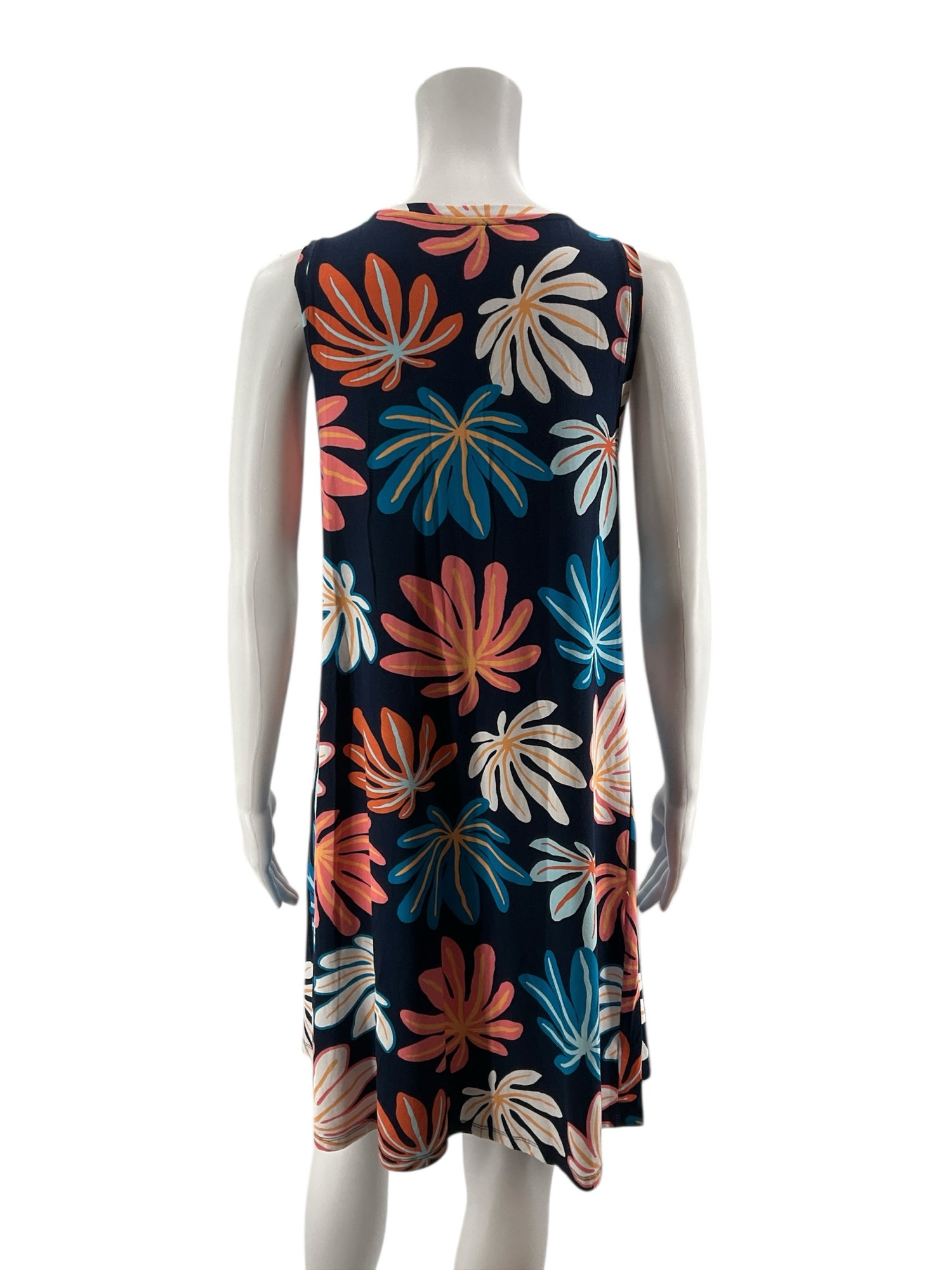 Loft Outlet navy/coral Floral Loft Navy/Coral Floral Pre-Owned Ladies Dress - Size Medium - Size M