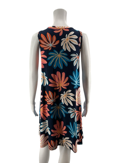 Loft Outlet navy/coral Floral Loft Navy/Coral Floral Pre-Owned Ladies Dress - Size Medium - Size M