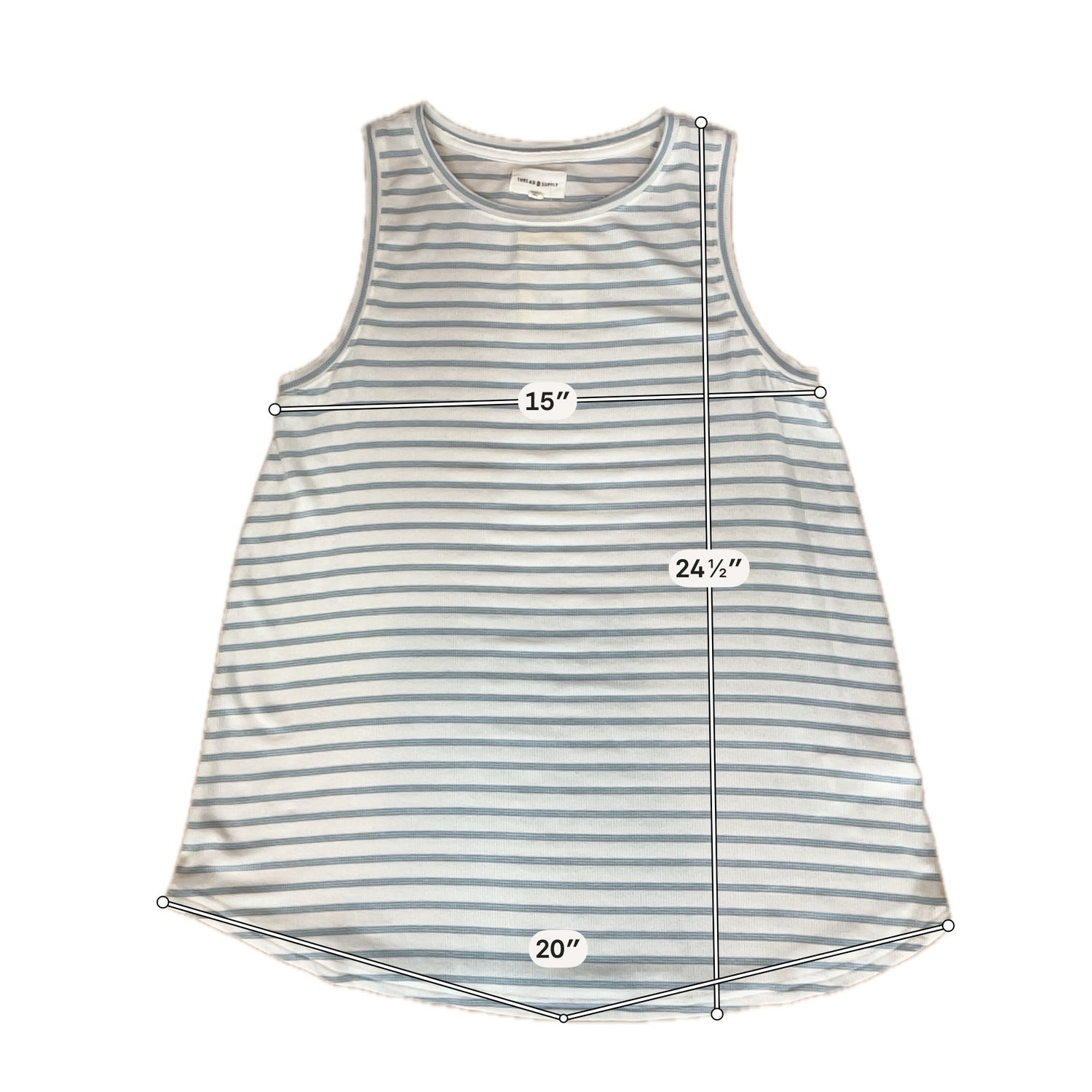 Thread &amp; Supply Hattie Rib Knit Tank Top Sky Blue Stripe Size Small