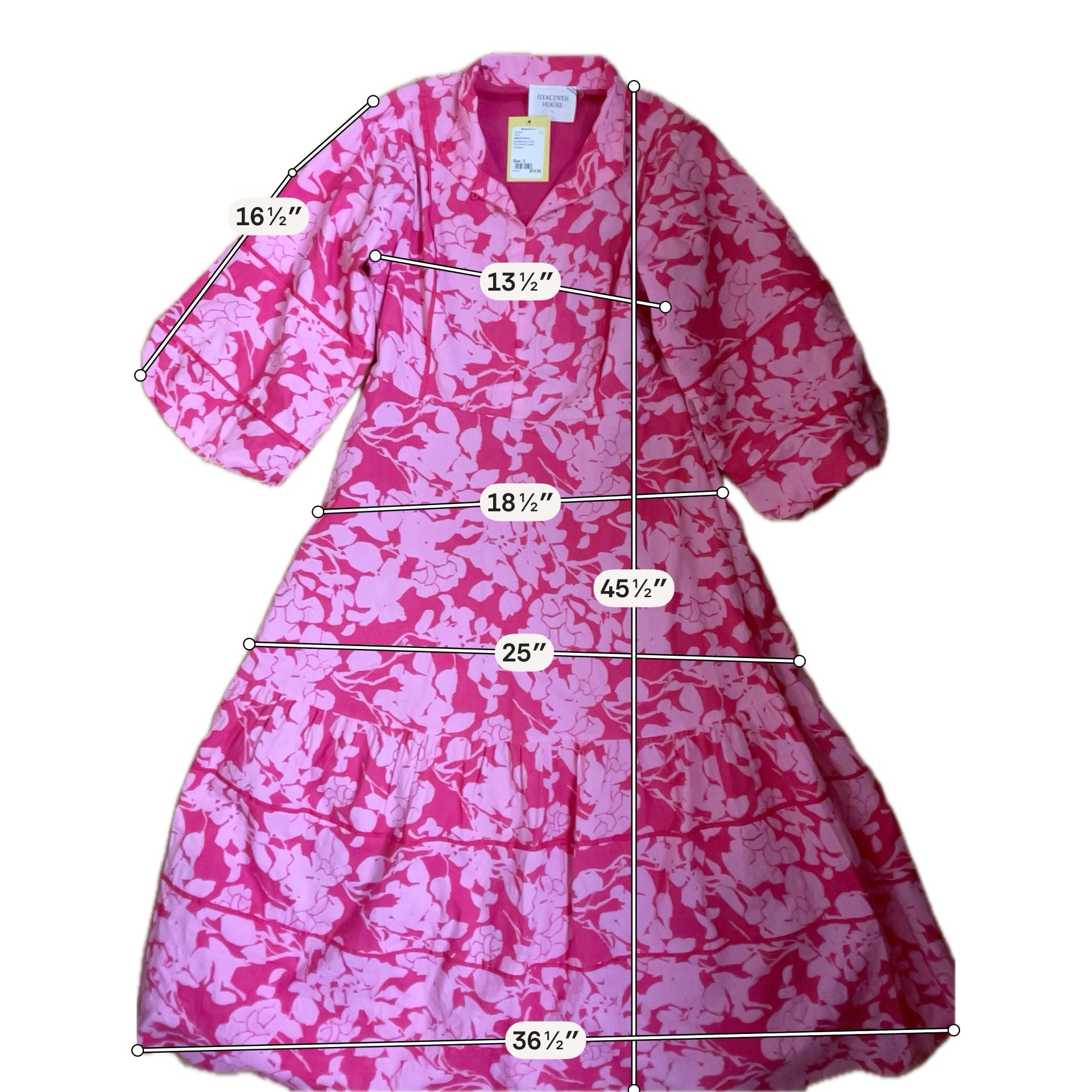 Hyacinth House pink/dark pink Maxi Hayes Pink Floral Silhouette Print Tiered Mini Dress Size Small - Size S