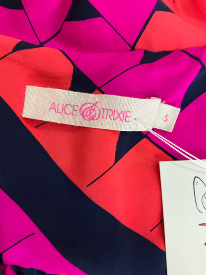 Alice &amp; Trixie Geometric Print Silk Tie-Waist Mini Dress Size Small - ONLINE ONLY