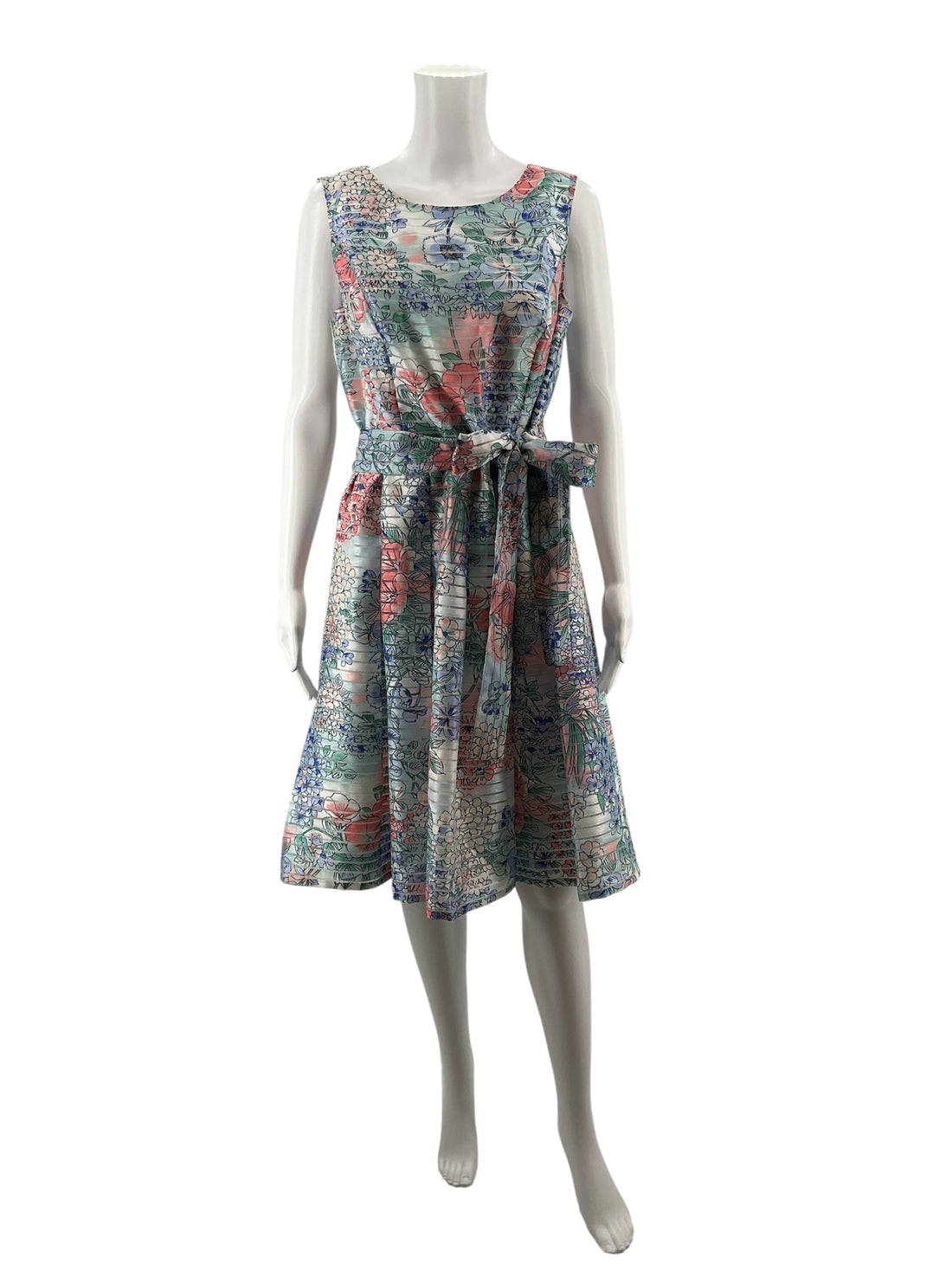 Tommy Hilfiger White/Coral/Blue Floral Pre-Owned Ladies Dress - Size 10