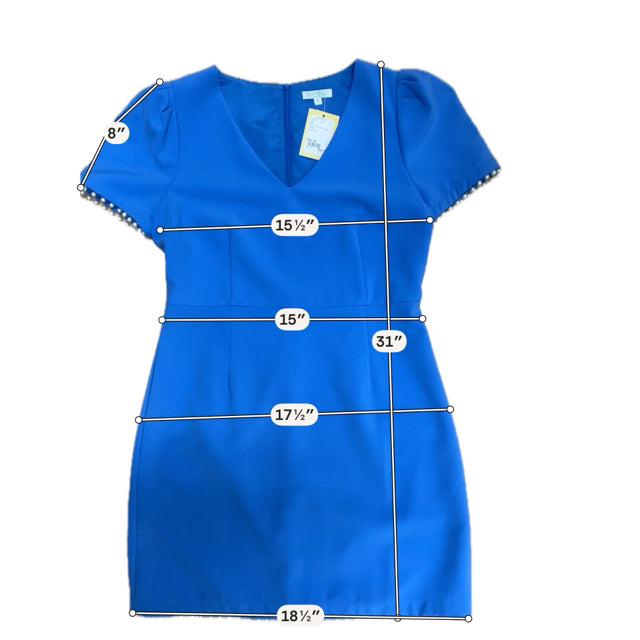 Jade by Melody Drexler Blue Mini, Cocktail, Party, A-Line, Preppy, Feminine Jade Size M Blue Pearls Pre-Owned Ladies Dress - Size M