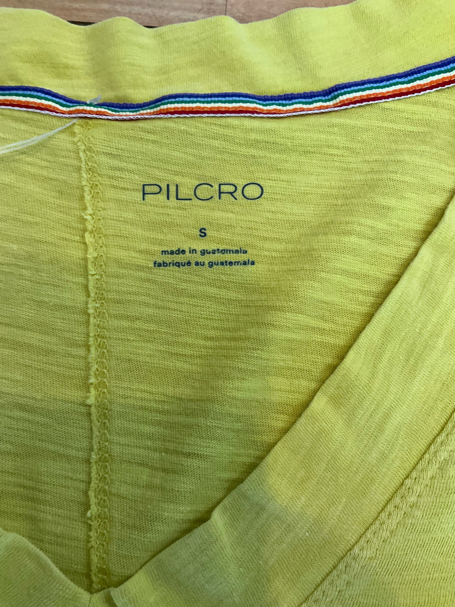 Pilcro Yellow Slub Cotton V-Neck Short Sleeve Tee Top Size Small
