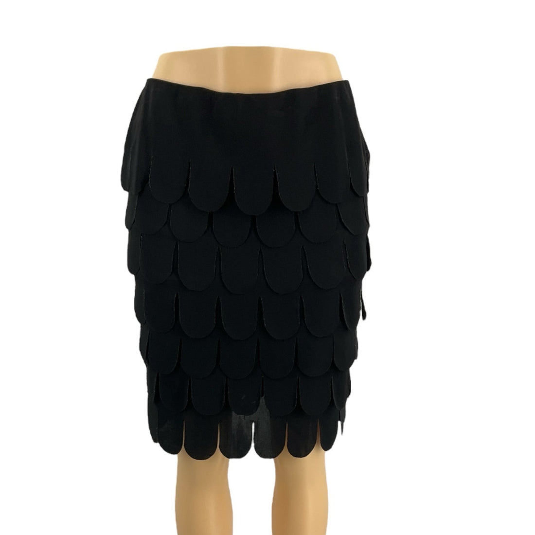 JS Collections Black Scalloped Pre-Owned Ladies Skirt - Size 10 - Margaret’s Fine Consignment