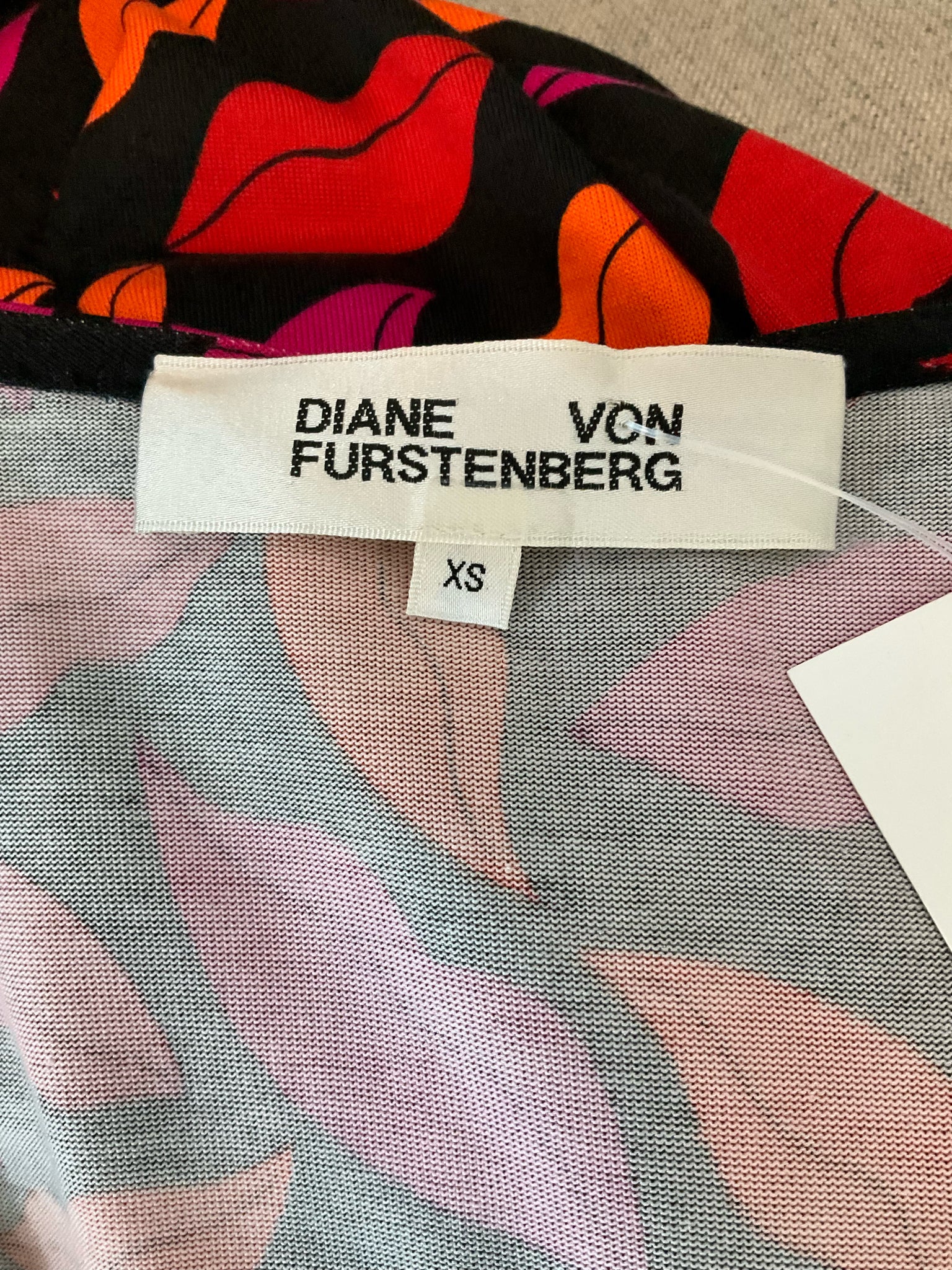 Diane von Furstenberg DVF Lips Print Silk Wrap Dress | Size XS