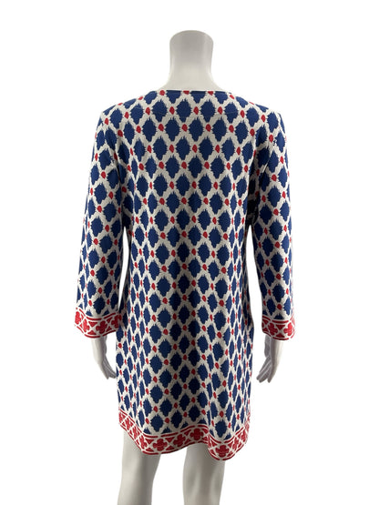 Barbara Gerwit white/red/blue Shift Barabara Gerwit White/Red/Blue Print Pre-Owned Ladies Dress - Size XL - Size XL