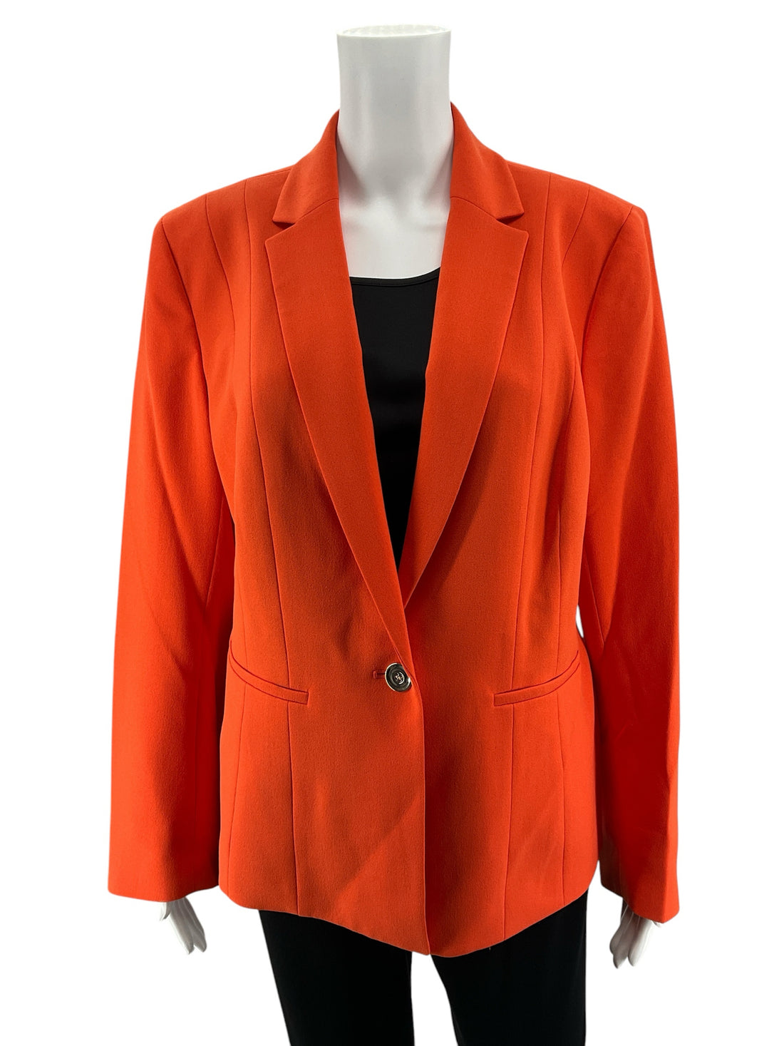 Kasper Crepe One-Button Blazer Jacket Size 14 Orange NWT