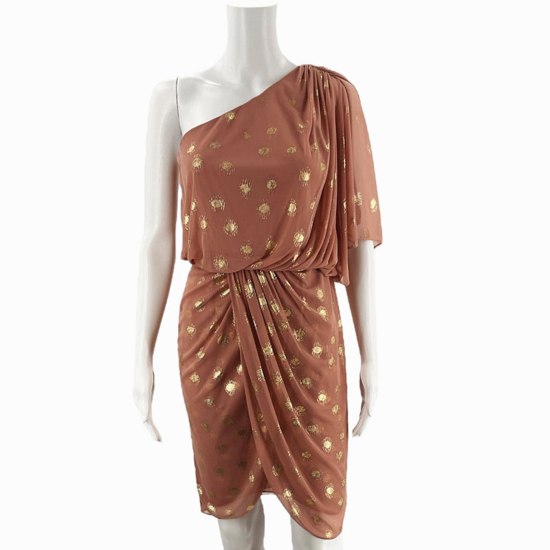 Adrianna Papell Mauve/Gold Print Pre-Owned Ladies Dress - Size 4 - Margaret’s Fine Consignment
