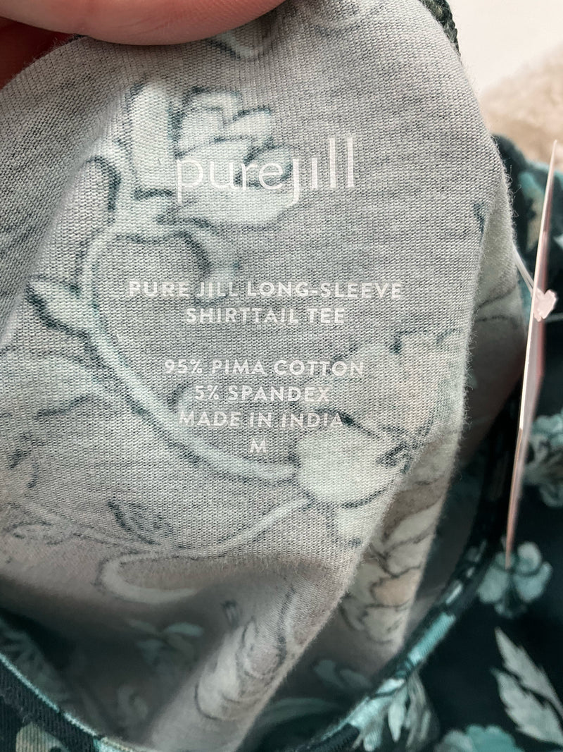 Pure Jill Teal Floral Pre-Owned Ladies Top - Size Medium
