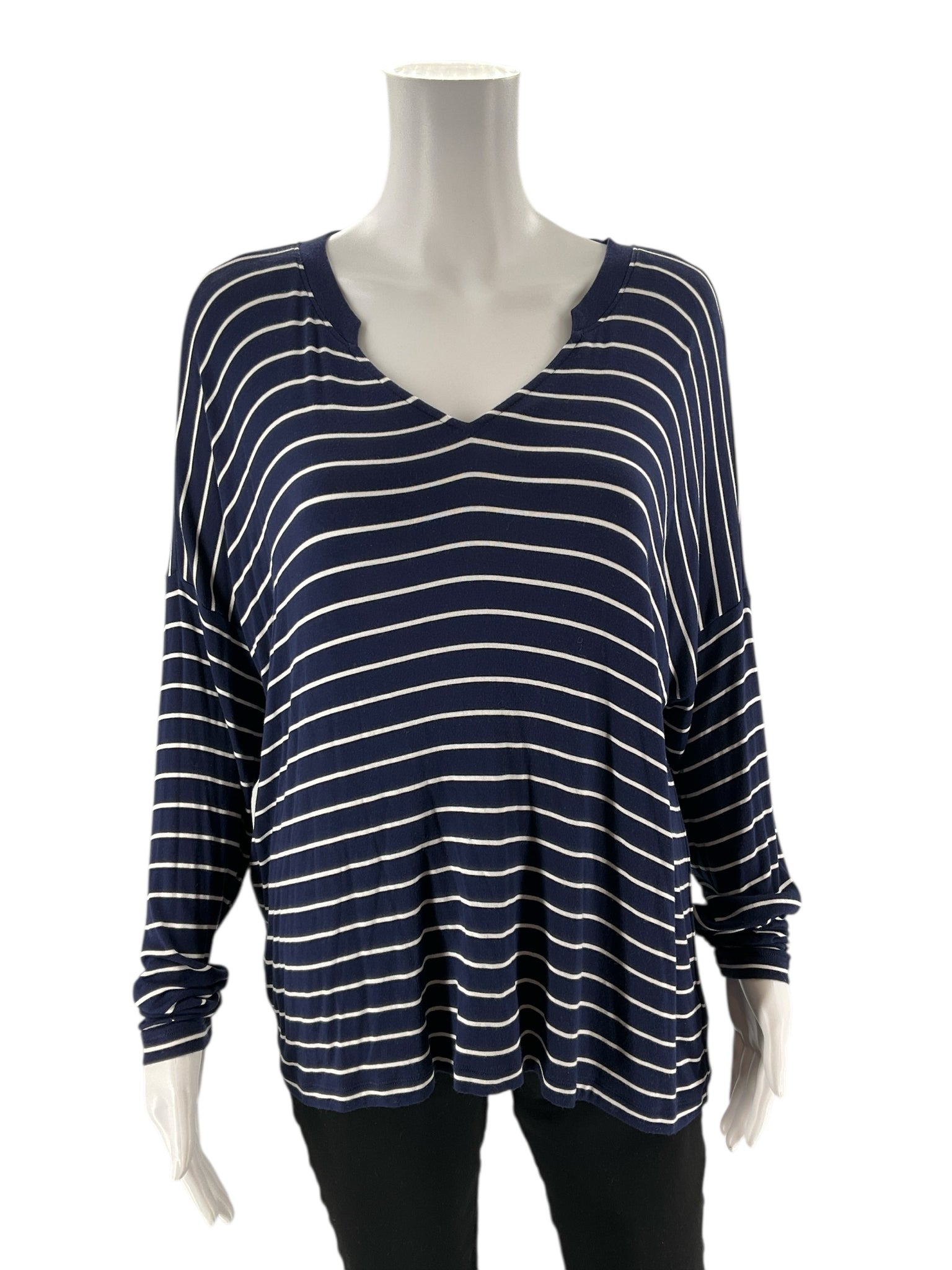 Cabi Navy/White Stripe Pre-Owned Ladies Casual Top - Size Small