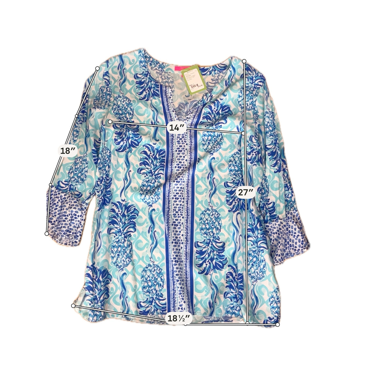 Lilly Pulitzer Matilda Tunic Top Tons of Fun Pineapple Print Size Large