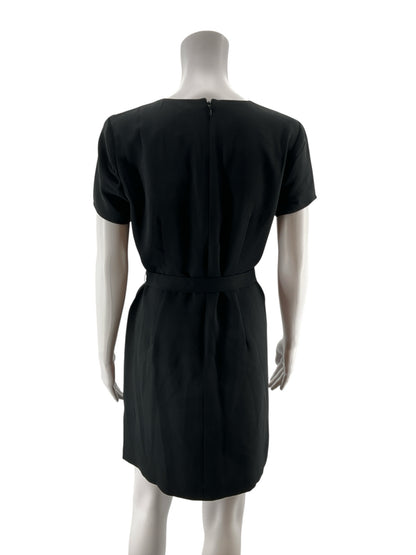 J.Crew Black Tie-Waist Short Sleeve Shift Dress Size 4