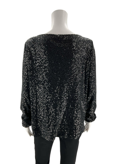 J Crew - Black Sequins Pre-Owned Ladies Casual Top - Size XL