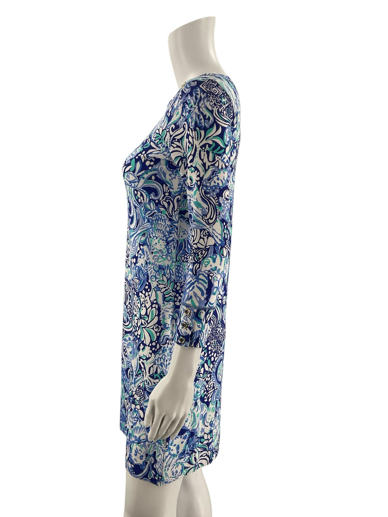Lilly Pulitzer White/Blue Print Pre-Owned Ladies Dress - Size XS