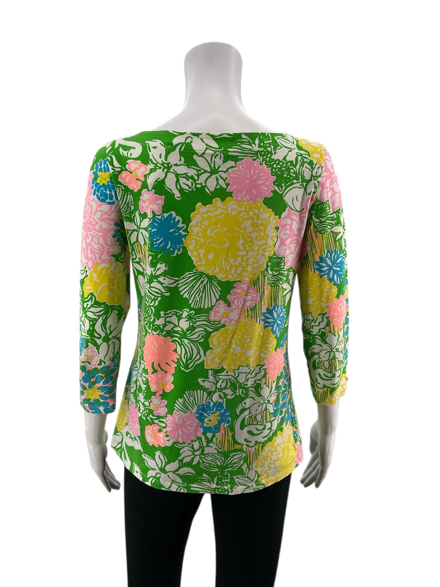 Lilly Pulitzer Multi Color 3/4 Sleeve Multi Color Floral Pre-Owned Casual Top - Size Small - Size S