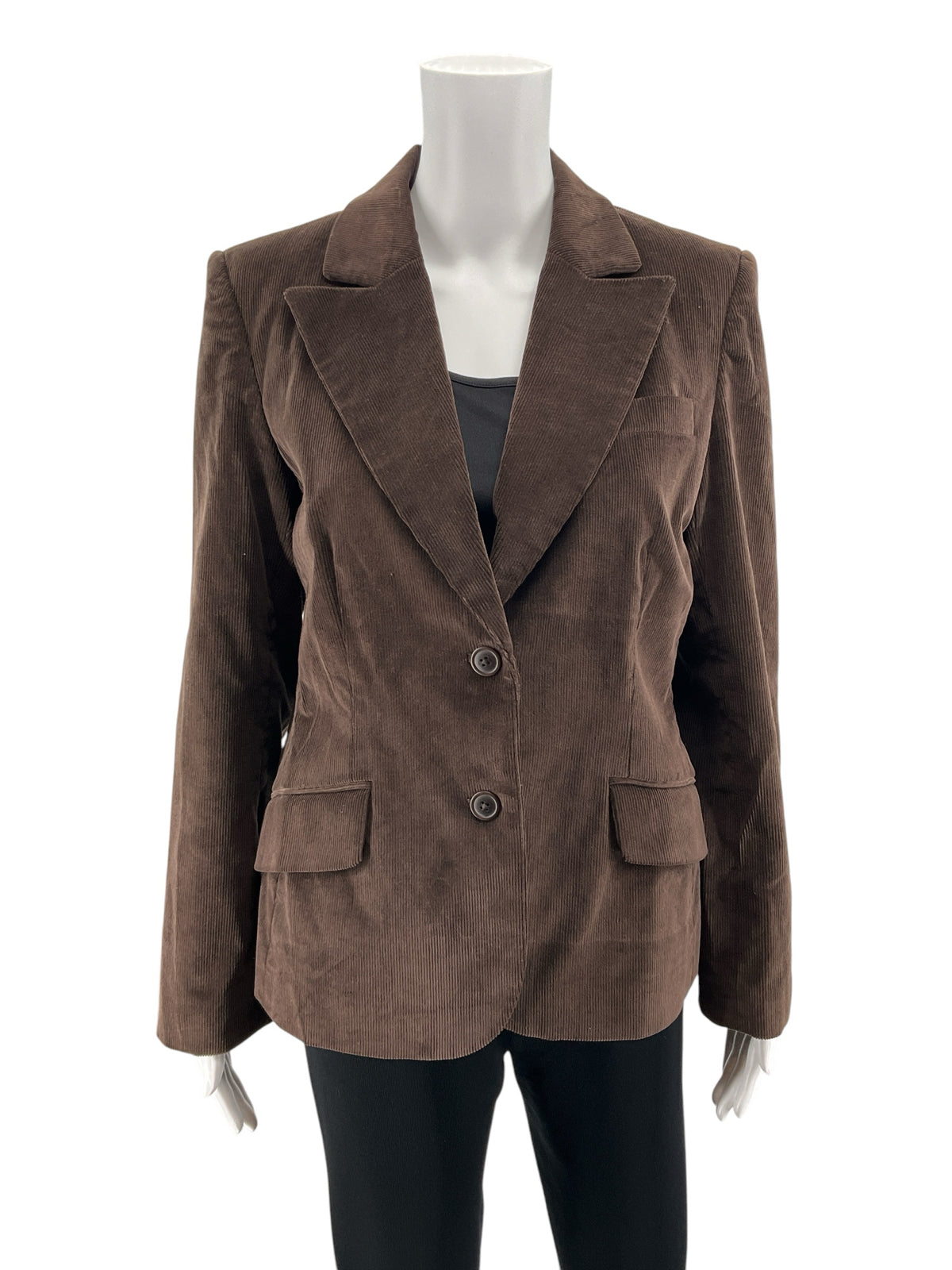 Rafaella Brown Stretch Corduroy Blazer Jacket Women&
