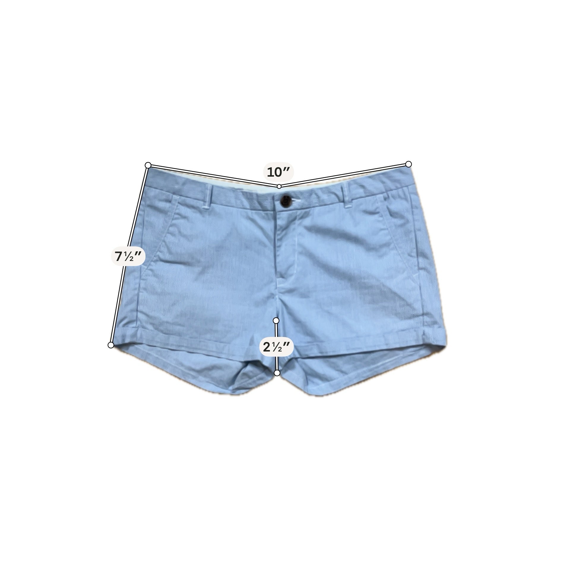 H&amp;M L.O.G.G. Pinstripe Cuffed Chino Shorts Mid Rise Blue White Size 8