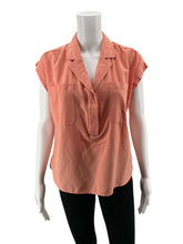 LOFT Outlet Orange Cap Sleeve Coral Cotton Blend V-Neck Pocket Top Size Medium - Size M