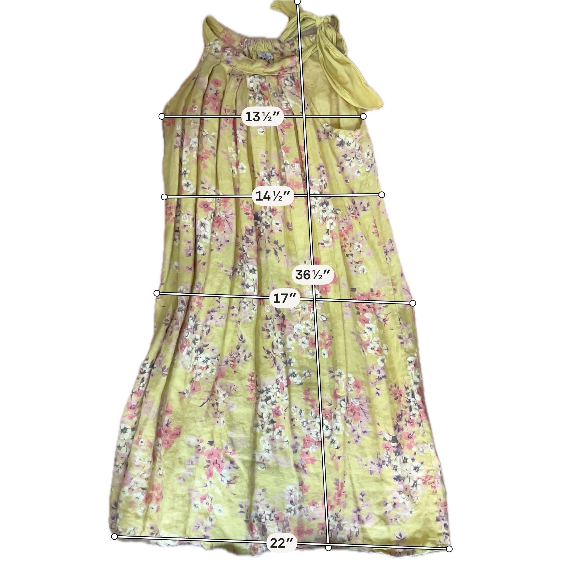 Bellembia Italian Linen Floral Print Tie-Shoulder Tunic Dress Size Medium