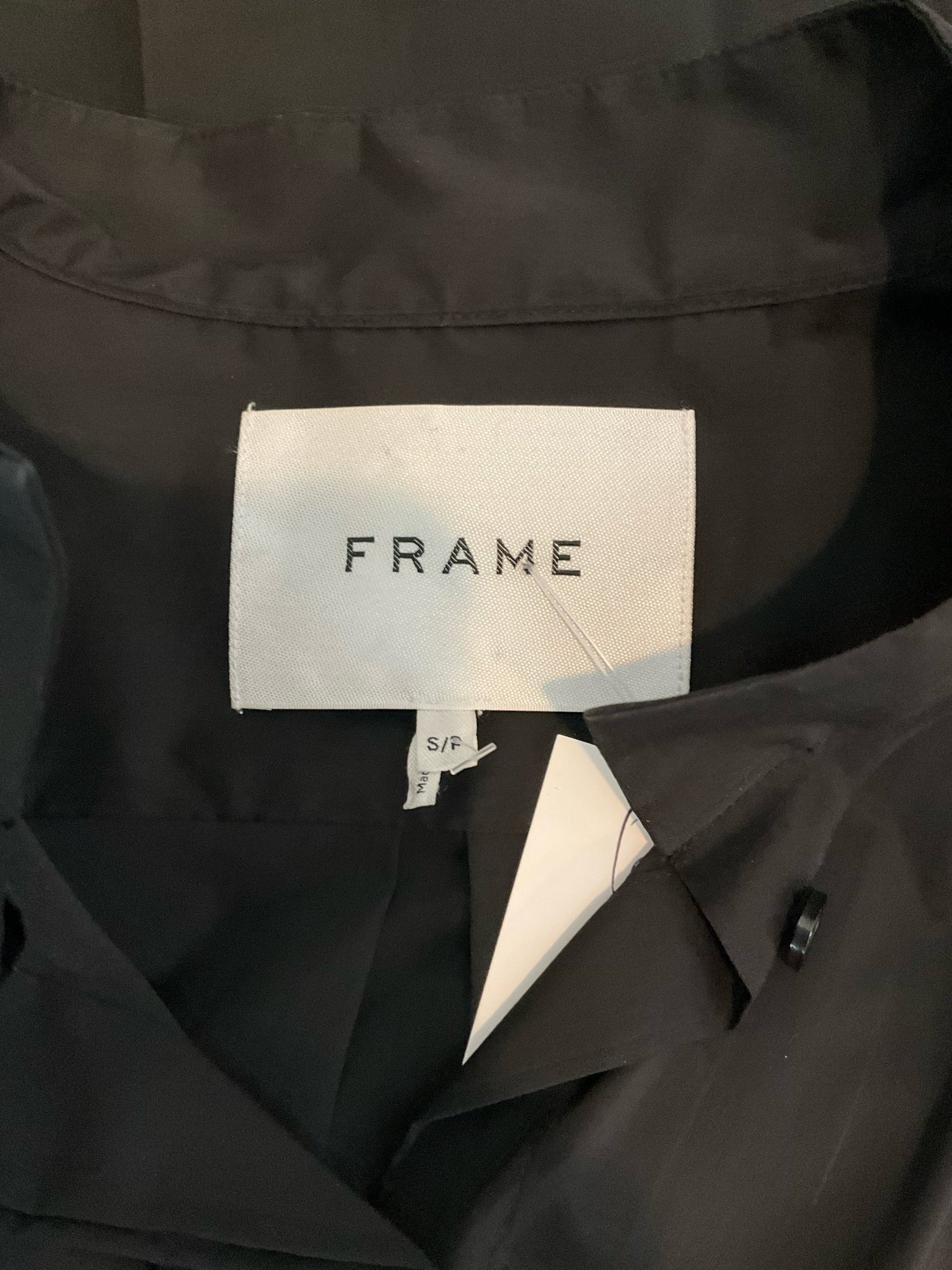 Frame Black Short Sleeve Voluminous Puff Sleeve Poplin Shirt Black Size Small - Size S