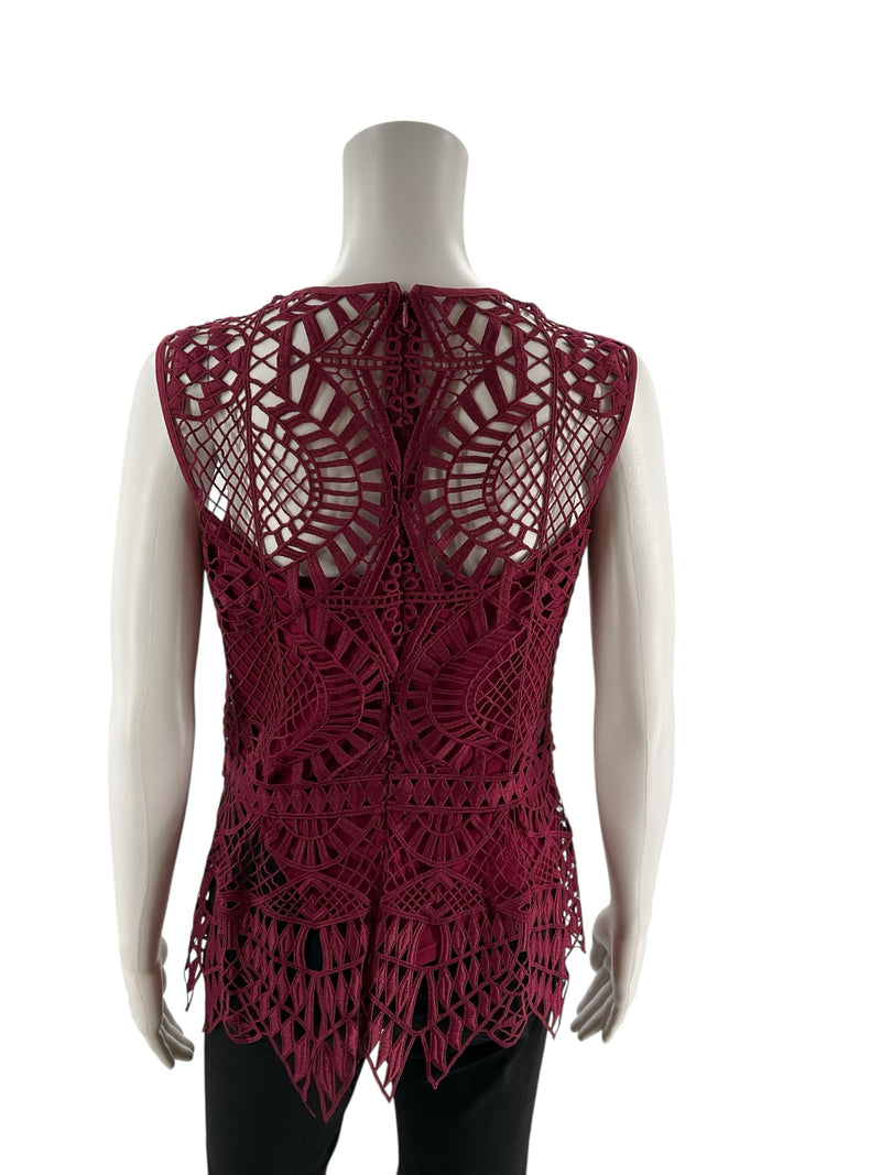Venus Maroon Lace Pre-Owned Ladies Top - Size 4