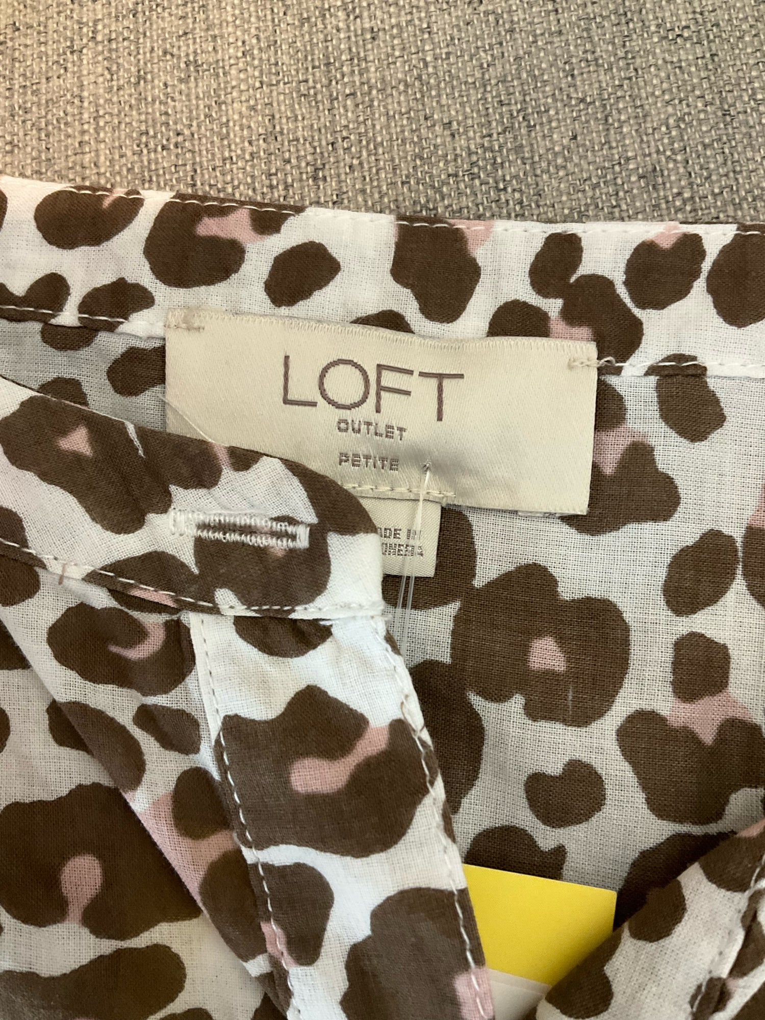 LOFT Outlet Petite Leopard Print Blouse | Size MP | 100% Cotton Animal Print Top