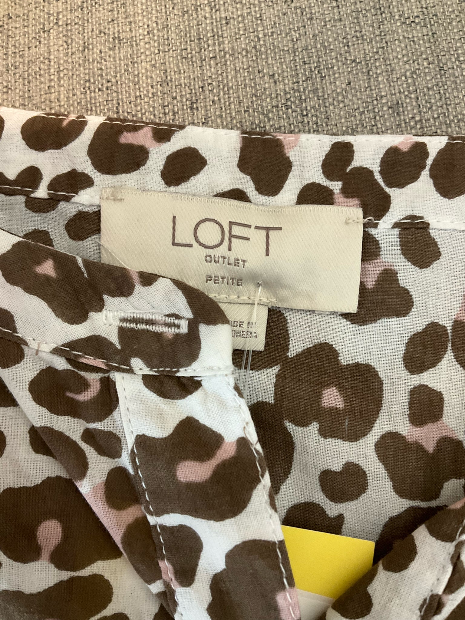 LOFT Outlet Petite Leopard Print Blouse | Size MP | 100% Cotton Animal Print Top