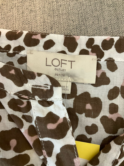 LOFT Outlet Petite Leopard Print Blouse | Size MP | 100% Cotton Animal Print Top