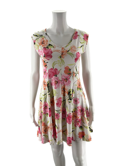 EmalineS White/Pink/Green Floral Pre-Owned Ladies Dress - Size XS Petite - Margaret’s Fine Consignment
