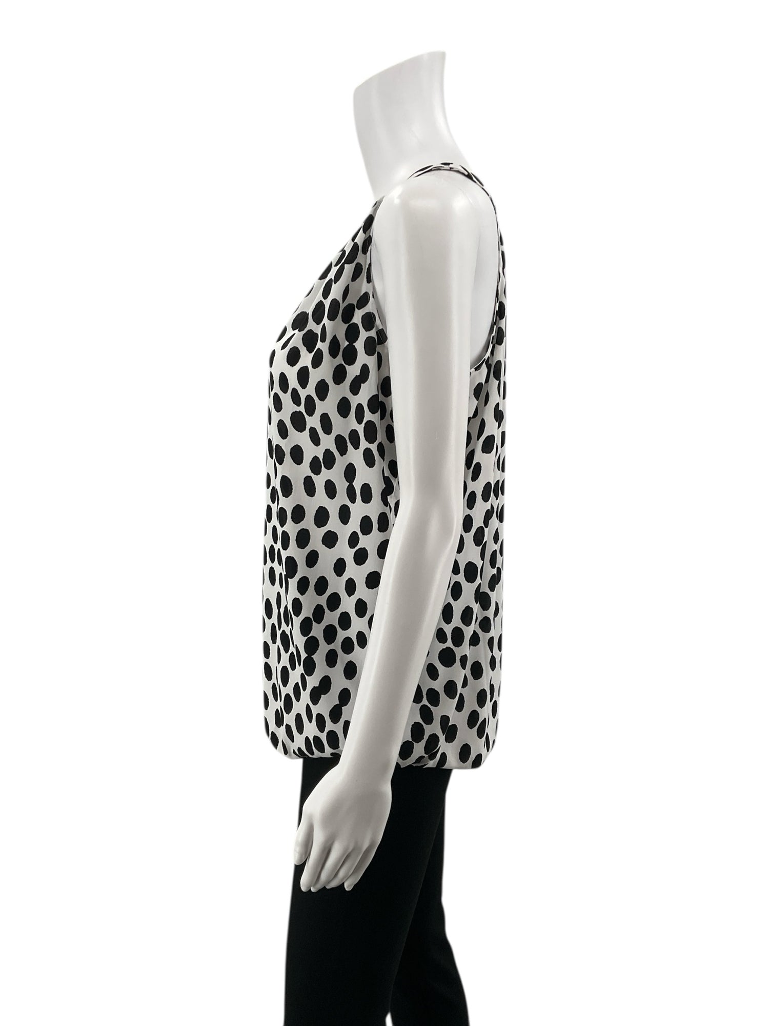 Loft white/black Sleeveless White and Black Polka Dot Sleeveless Blouse Top Size Small - Size S