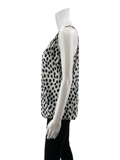 Loft white/black Sleeveless White and Black Polka Dot Sleeveless Blouse Top Size Small - Size S