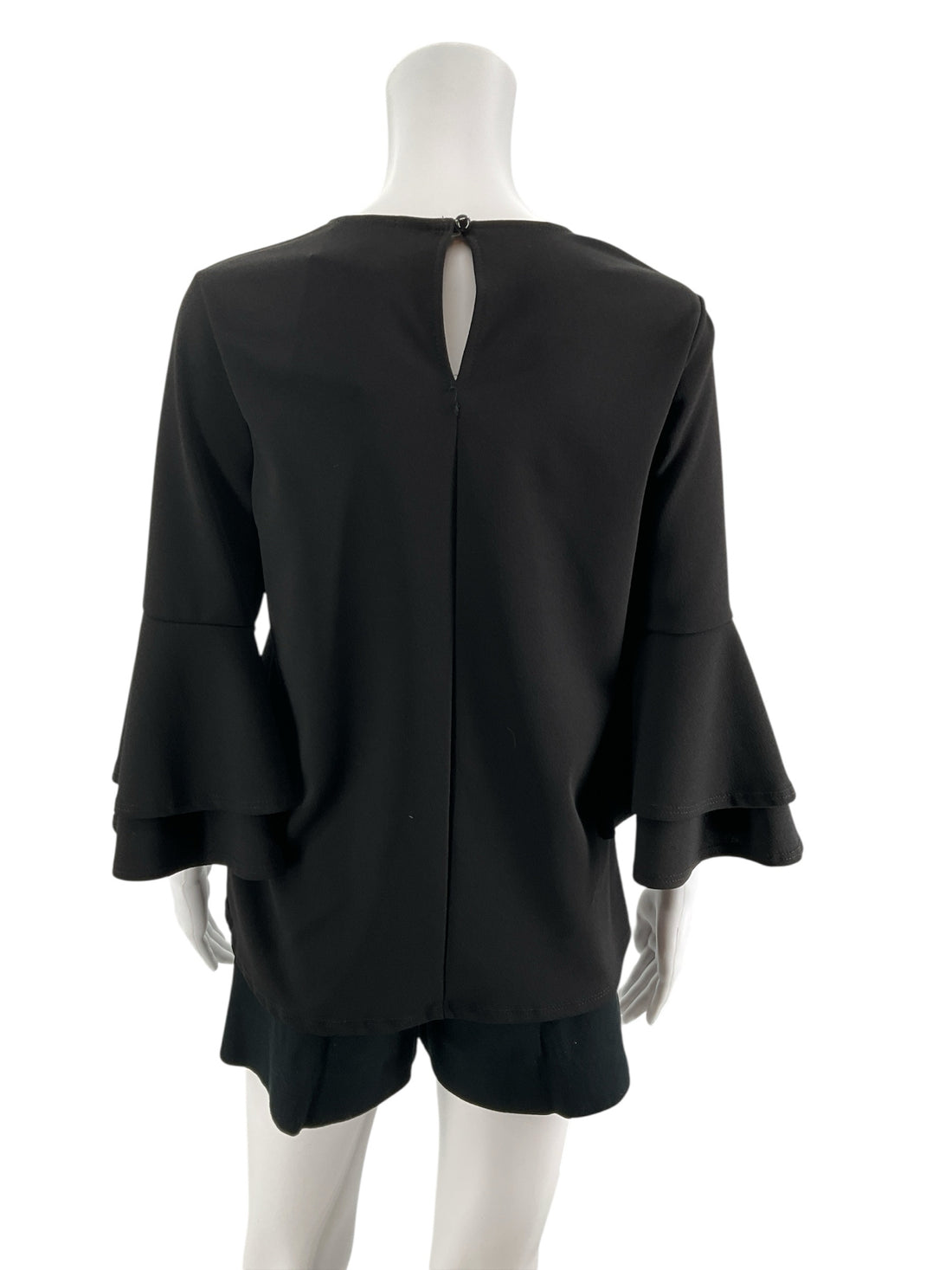 First Love Black Tiered Bell Sleeve Pullover Top Size Small