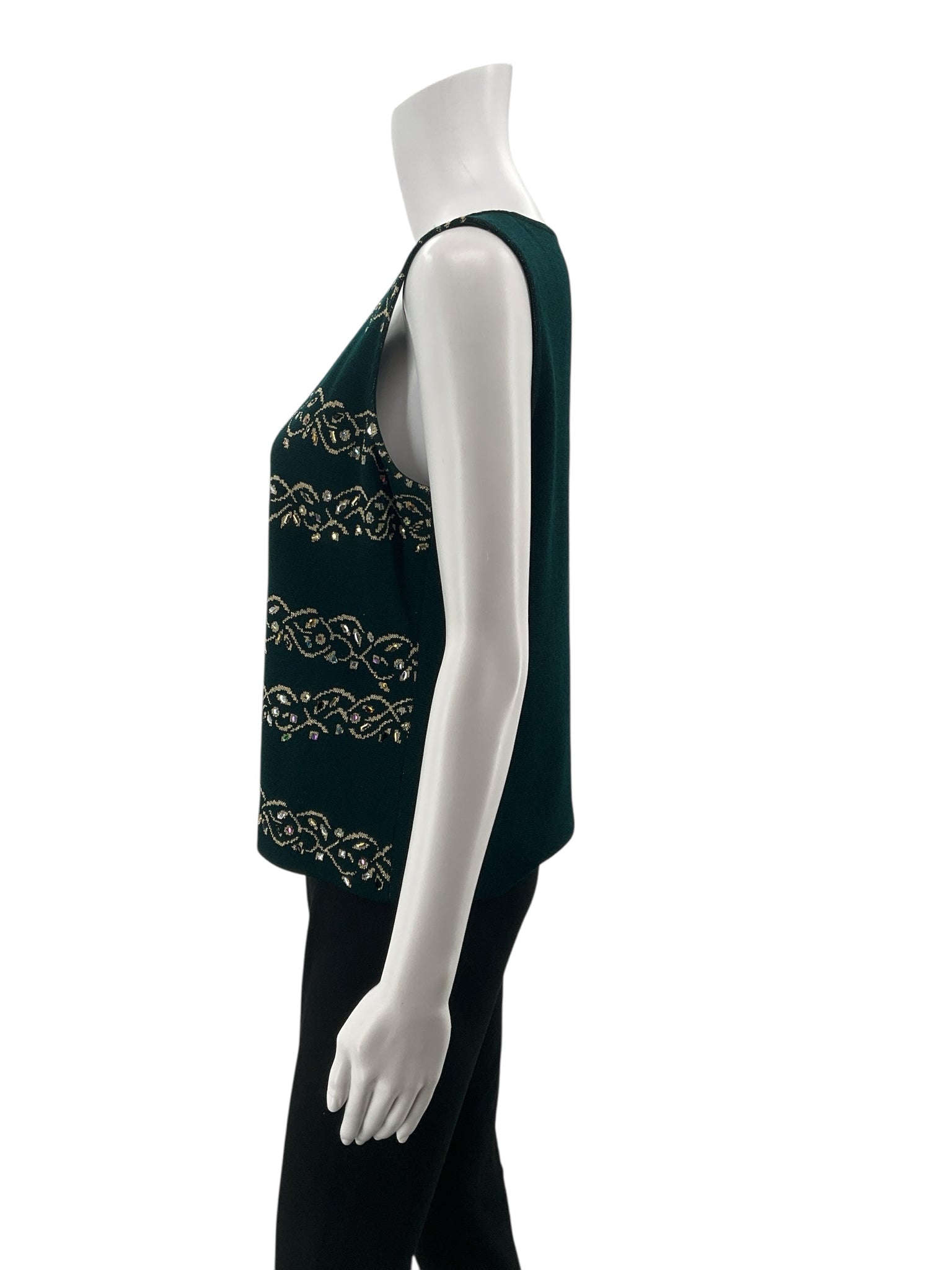 st john Green/Gold Jacket St. John Green Gold Rhinestone Embellished Santana Knit Jacket Size 6 - Size 6