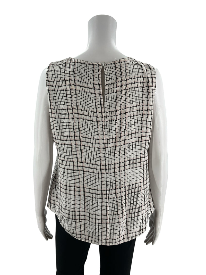 White House Black Market White/Black/Pink Pre-Owned Ladies Top - Size 6
