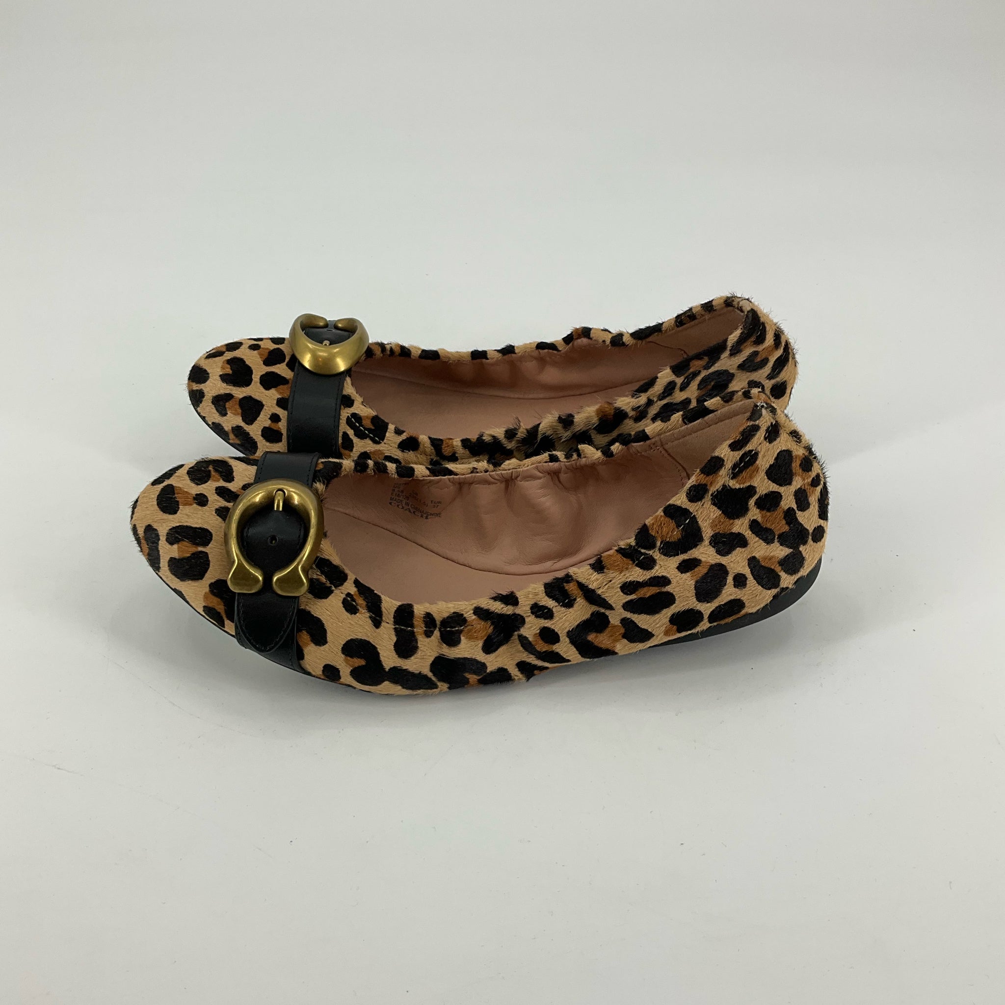 Coach Arlene Leopard Print Calf Hair Horsebit Ballet Flats Size 6.5