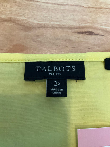 Talbots Petites Yellow Crochet Lace Pintuck Sleeveless Shell Top Size 2P