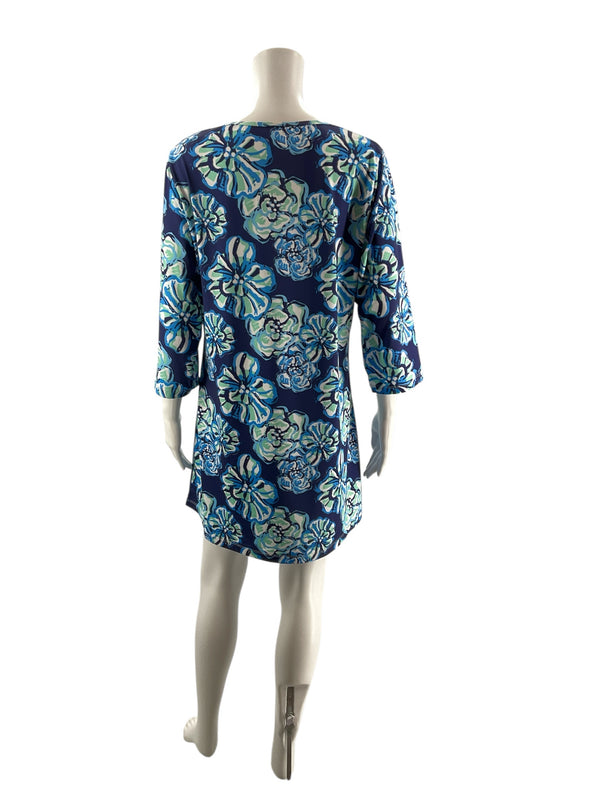 Viv & Lou Blue/Green Floral Pre-Owned Ladies Dress - Size S/M