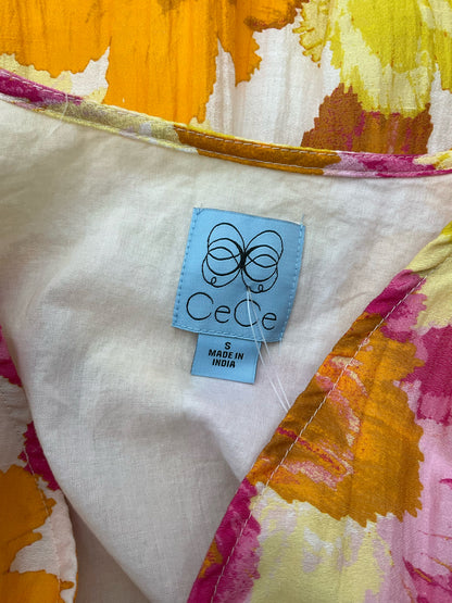 CeCe White/Pink/Orange/Yellow Floral Pre-Owned Ladies Dress - Size Small