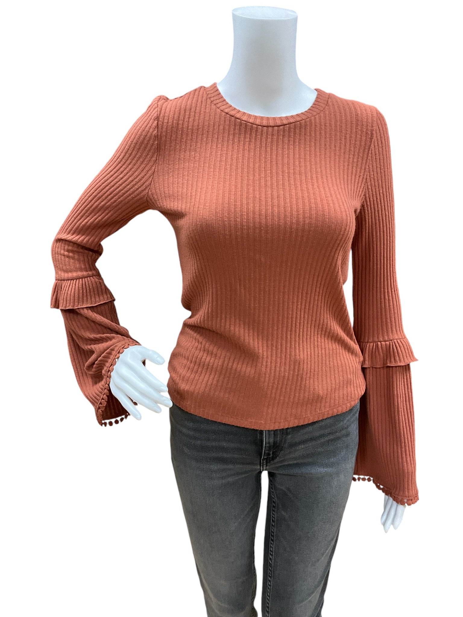 Altar'd State RUST Ribbed Top Size Small - close up