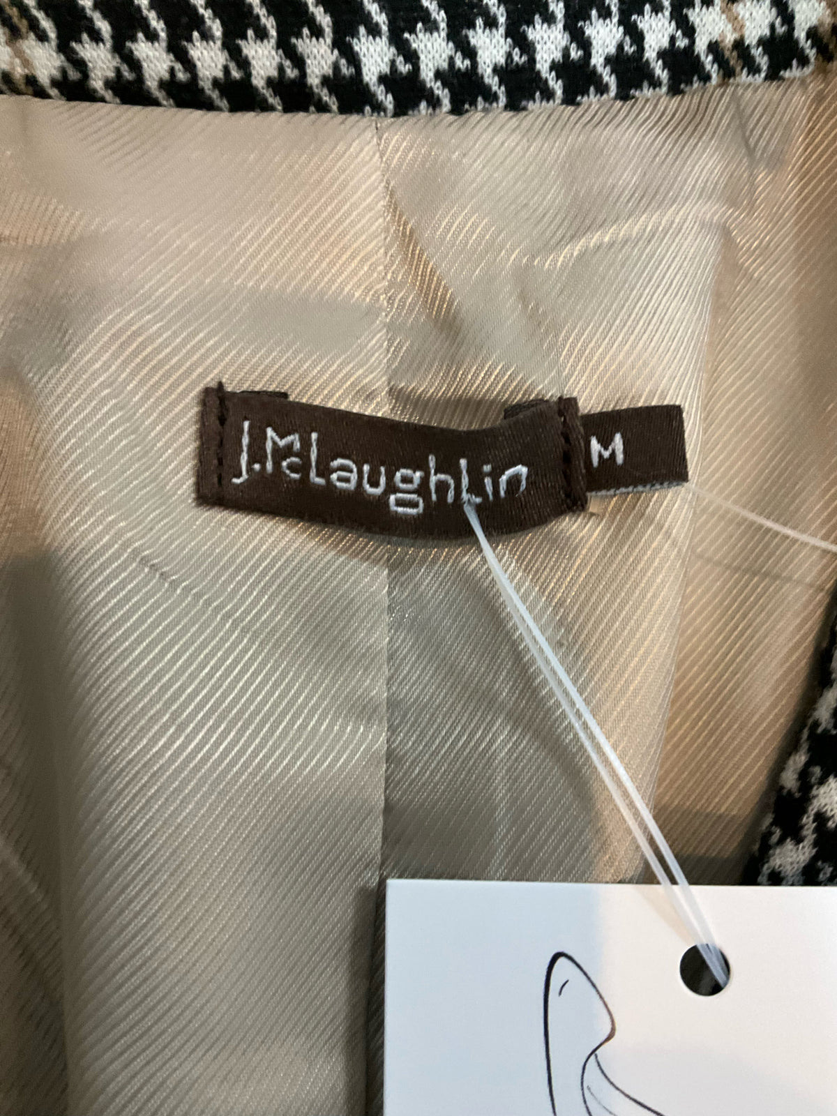 J.McLaughlin Houndstooth Blazer Jacket Tan &amp; Black | Size Medium NWT