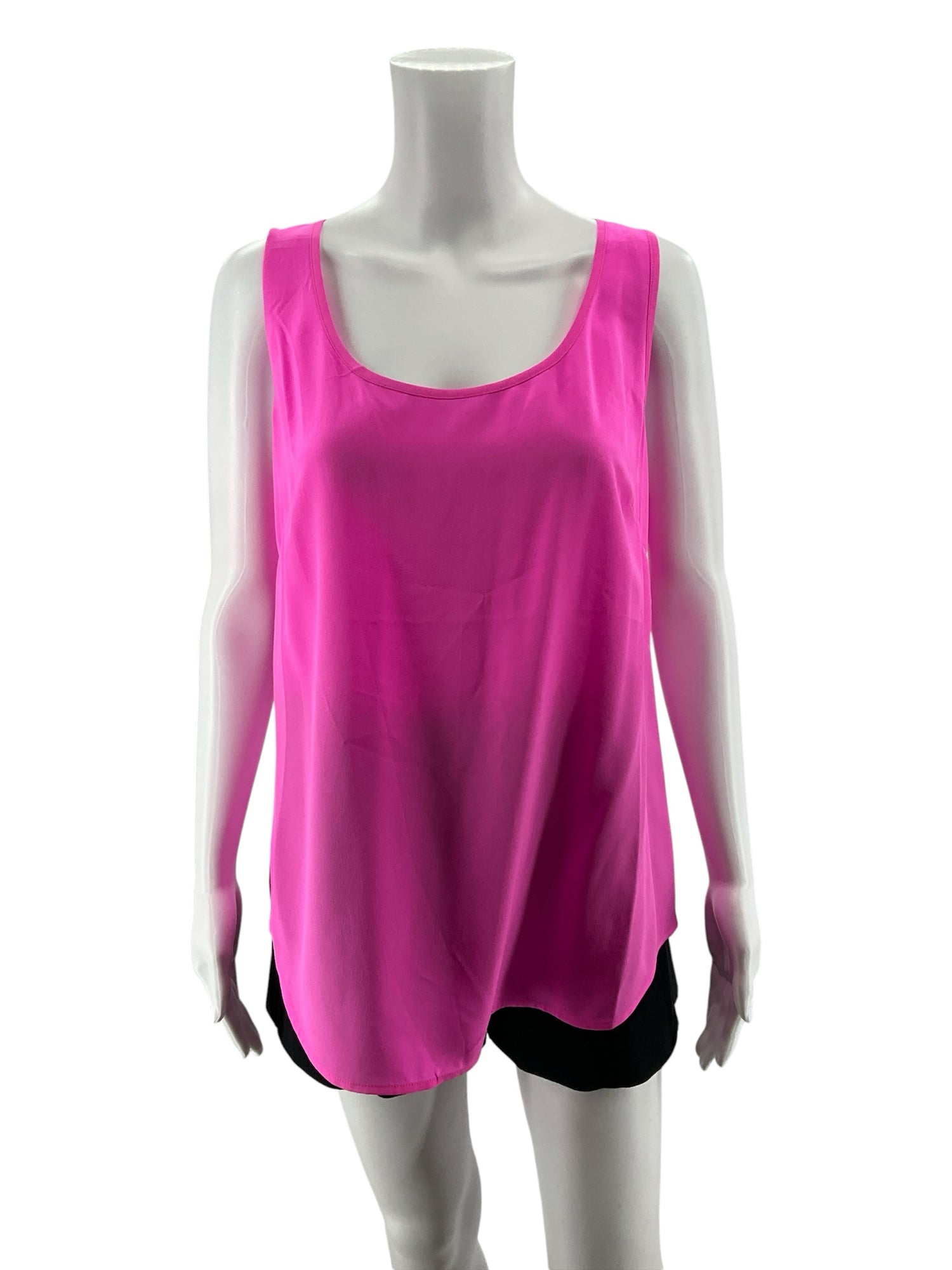 Lilly Pulitzer Downstairs Tank 100% Silk Hot Pink Top Size Large