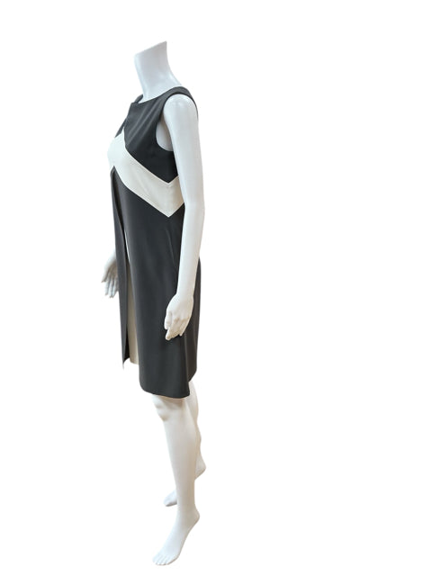 Tom And Linda Platt Gray/White Pre-Owned Ladies Dress - Size 4