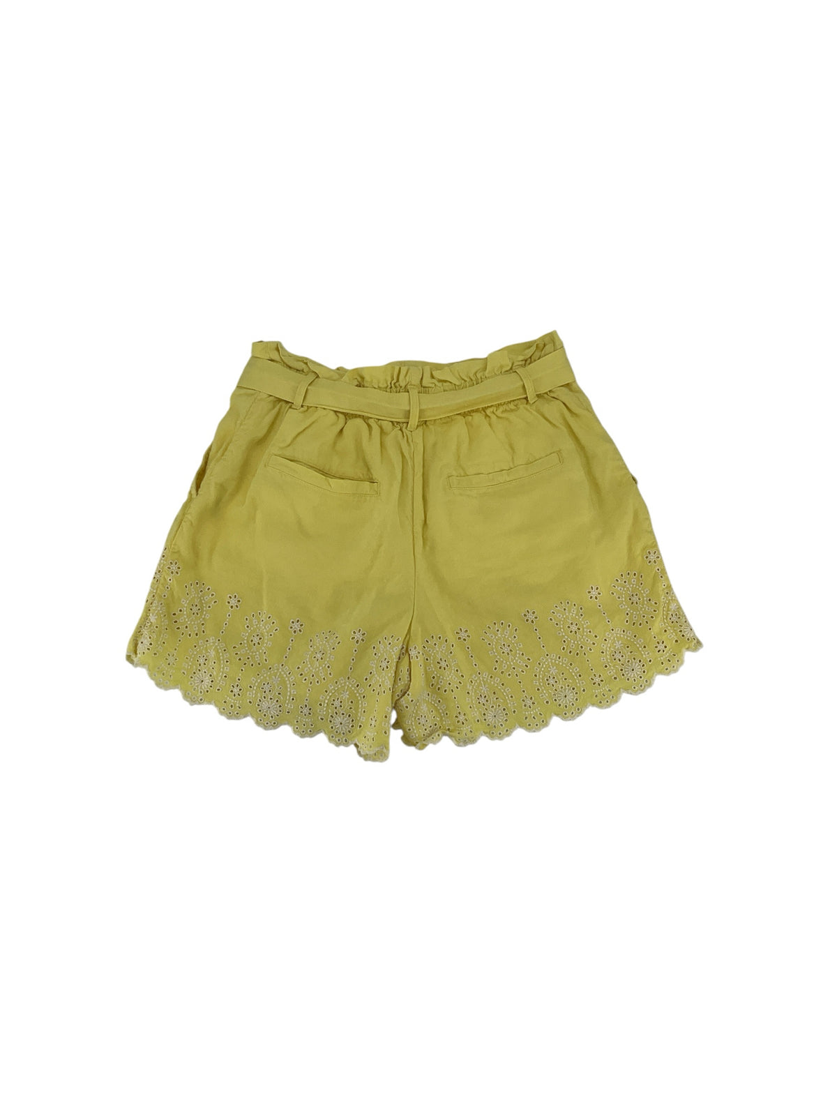LOFT Yellow Linen Blend Eyelet Scalloped Tie Waist Shorts Size Small - ONLINE ONLY