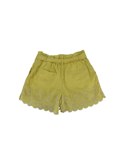 LOFT Yellow Linen Blend Eyelet Scalloped Tie Waist Shorts Size Small - ONLINE ONLY
