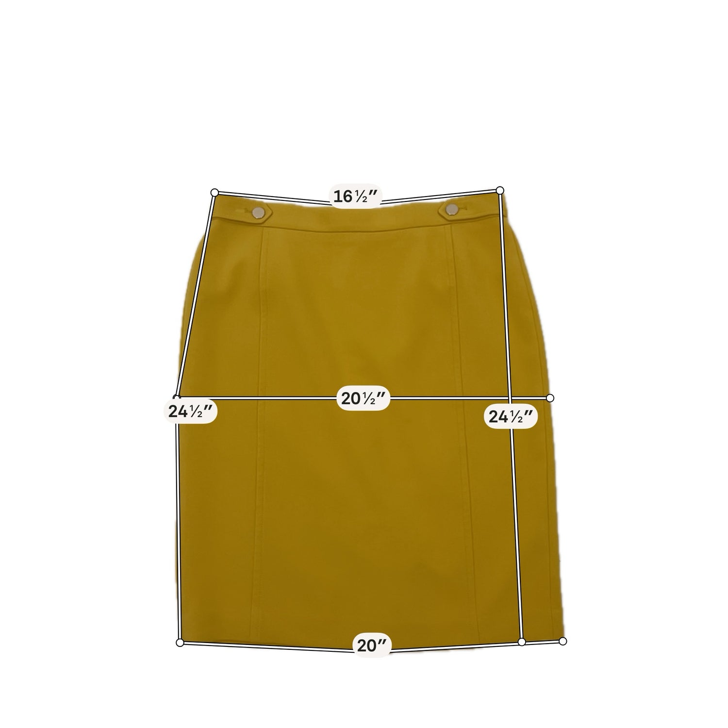 Ann Taylor High Waist Pencil Skirt Mustard Yellow Stretch Lined Size 14