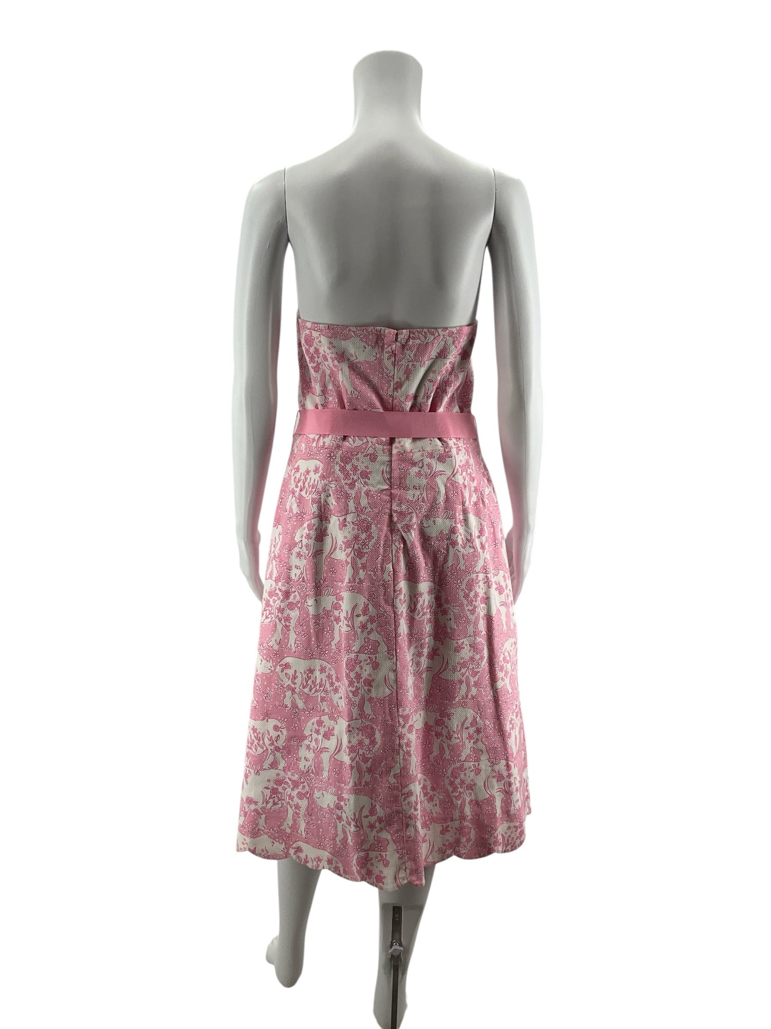 Lilly Pulitzer Delia Strapless Dress First Impression Elephant Print Size 12