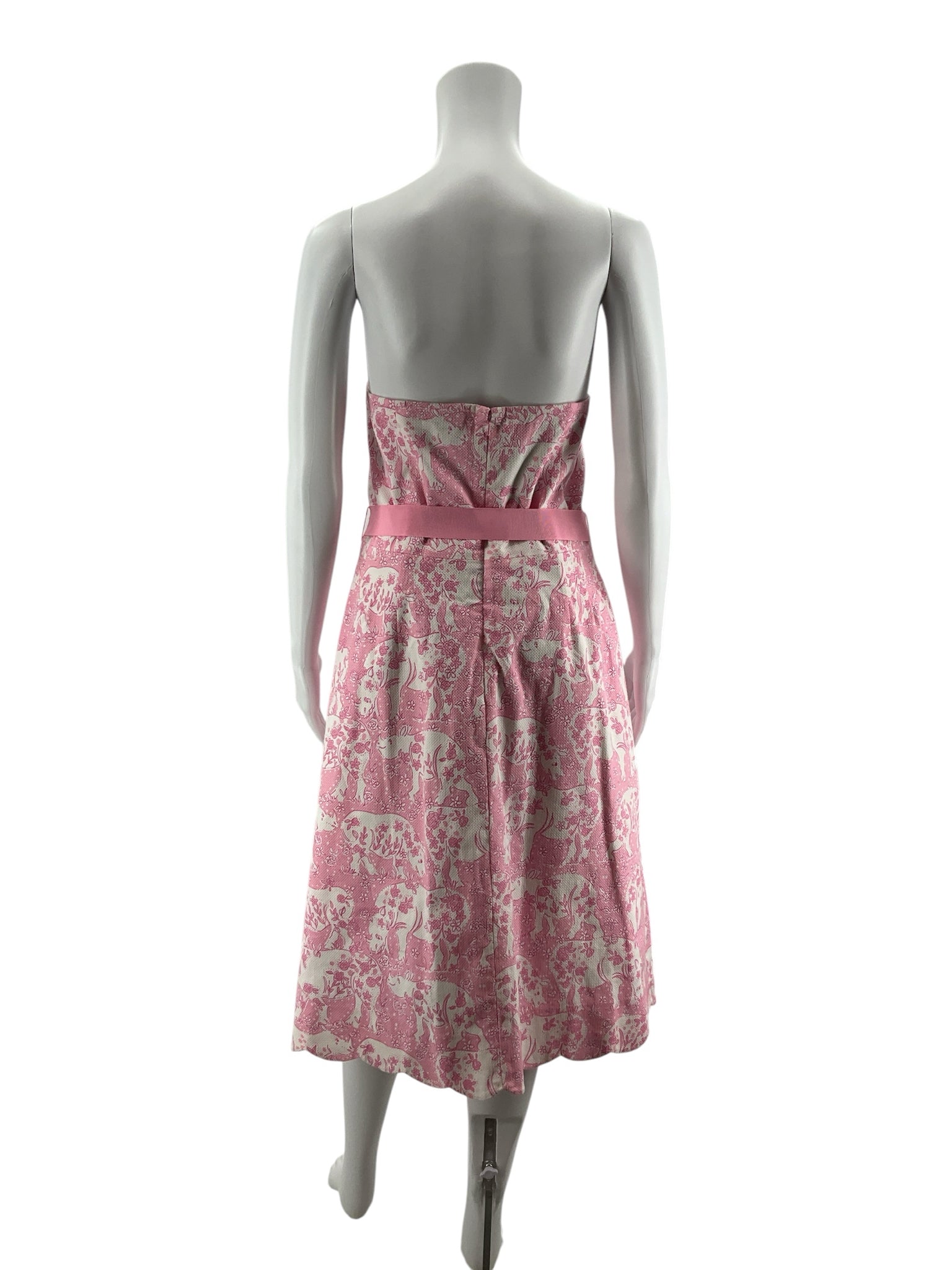 Lilly Pulitzer Delia Strapless Dress First Impression Elephant Print Size 12