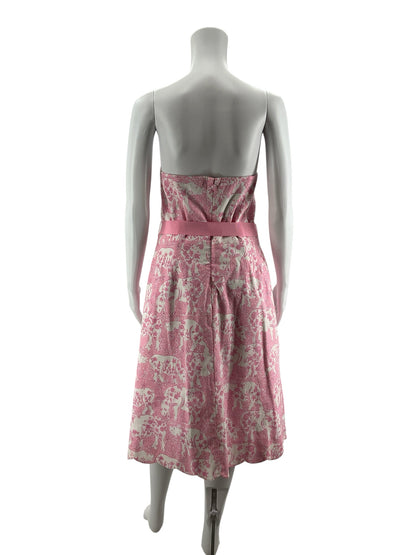 Lilly Pulitzer Delia Strapless Dress First Impression Elephant Print Size 12